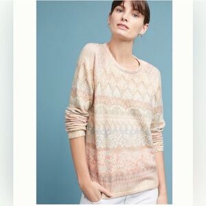 Anthropologie floral fair isle pullover women’s sweater size medium